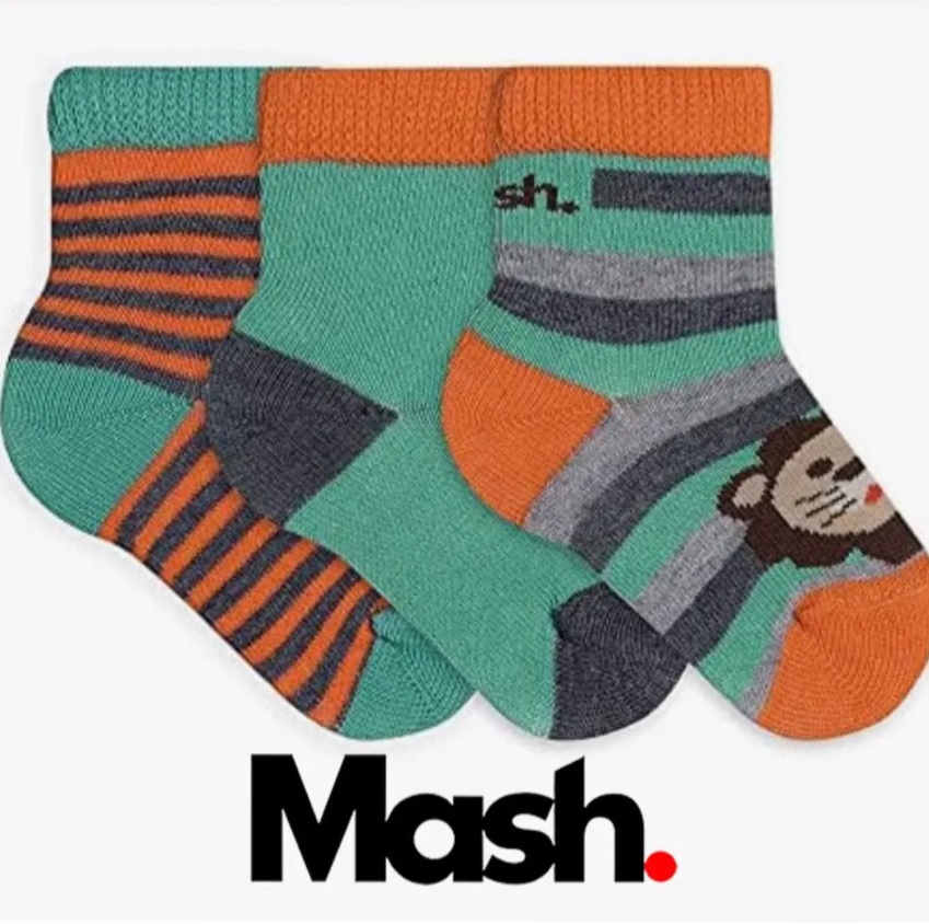 Kit 3 Meias Cano Médio, Mash, Criança-Unissex