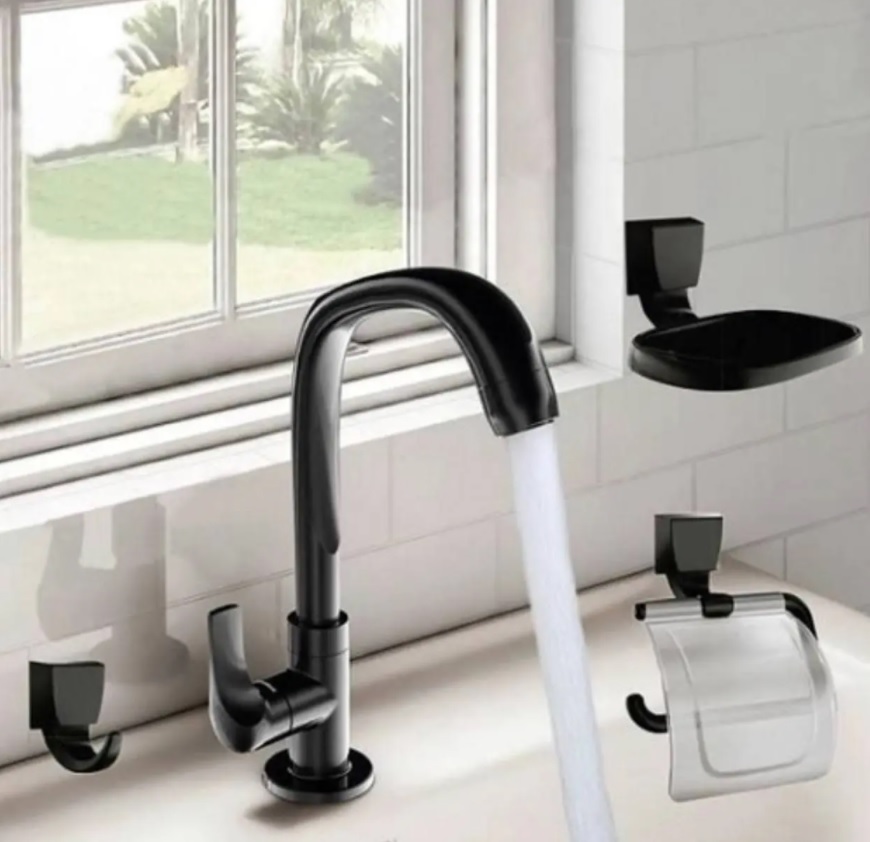 Kit Acessório Banheiro e Torneira 4 peças Fitt 2004 F61 Preto’ 7140095 LORENZETTI