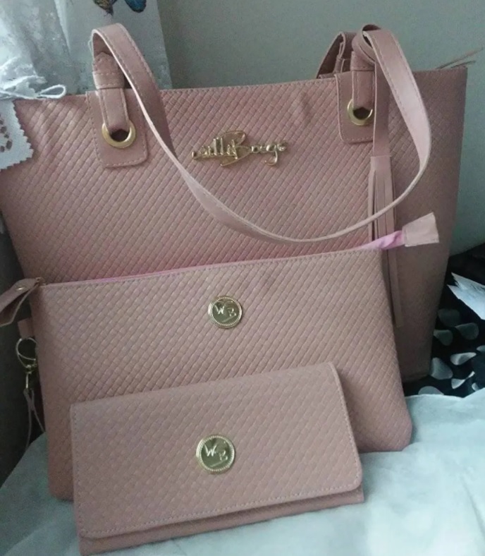 Kit Bolsa Feminina Tipo Sacola + Necessaire + Carteira Willibags