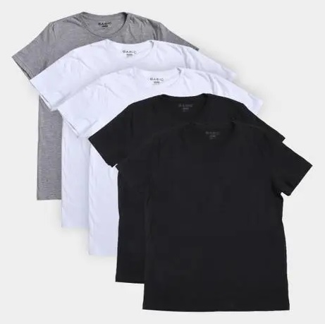 Kit Camiseta Ultimato Básica Masculina 5 Peças