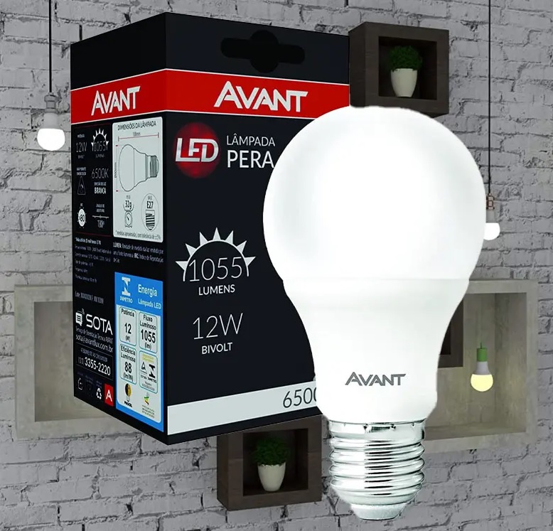 Lâmpada LED Avant bulbo 12W, soquete E27, luz branca, bivolt, 272081374