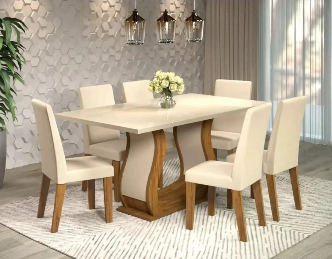 Mesa de Jantar 6 Cadeiras Retangular Viero – Valência Loren