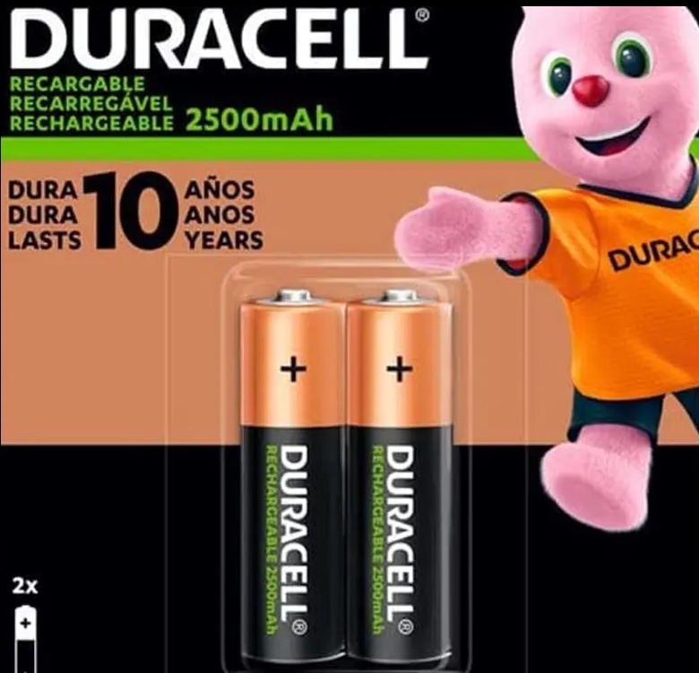 Pilha Recarregável AA Pequena DURACELL com 2 unidades