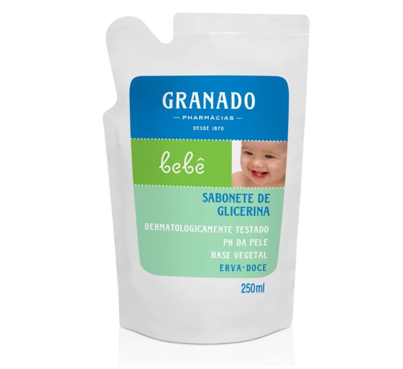 Refil Sabonete Glicerina Bebê Erva Doce, Granado, Verde, 250Ml