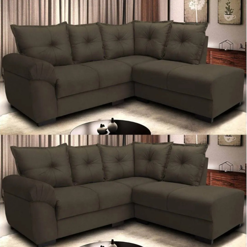Sofá de Canto 5 Lugares Suede Velusoft Cordoba – Cama inBox