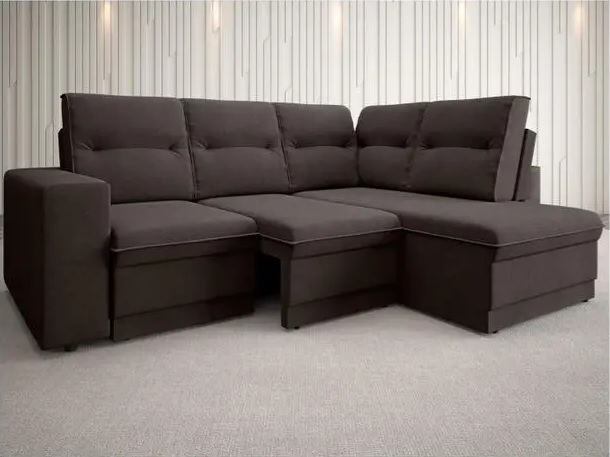 Sofá de Canto Retrátil Chaise 4 Lugares – Velosuede Jubileu Next Sofás