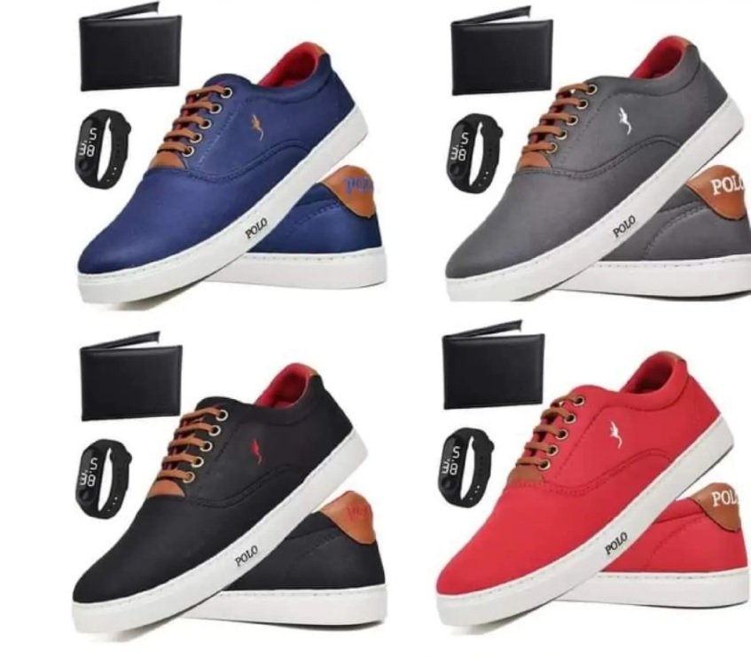 Tênis Casual Masculino + Carteira + Relógio Confortável Leve – Polo Blu