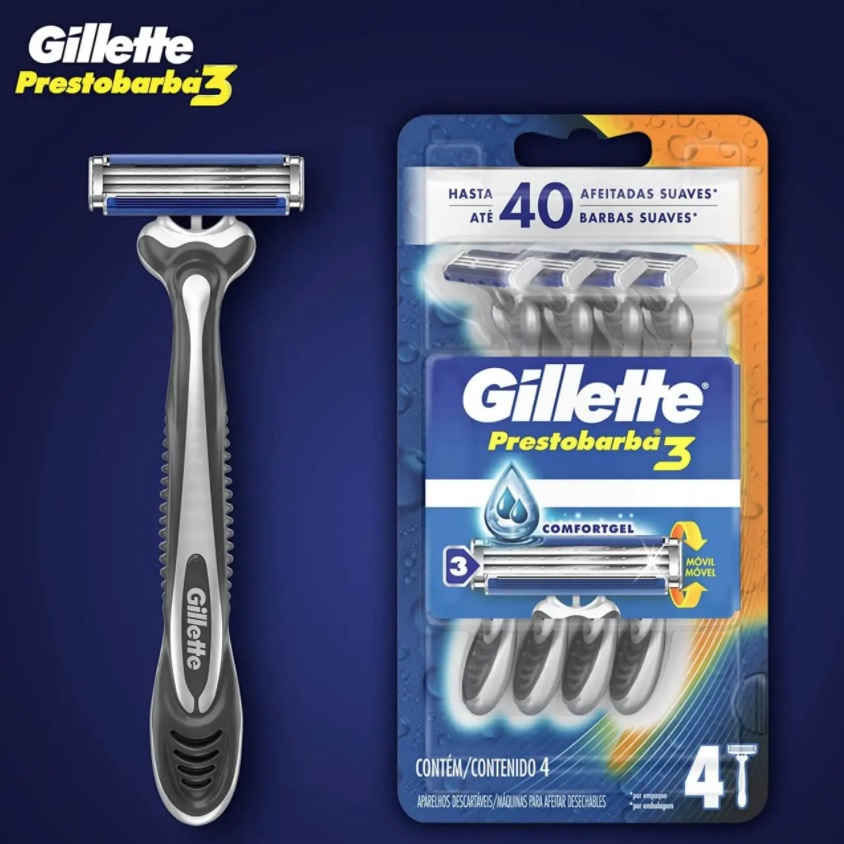 Aparelho de Barbear Descartável Gillette Prestobarba3 – 4 unidades