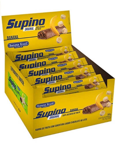 Banana Brasil Barra de Frutas Original Banana ao Leite com 16 Unidades de 24g ( 384g)