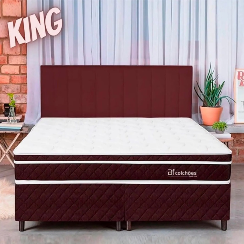 Cama Box Colchão King Pillow Top Mola Ensacada E Espuma Selada Confort 193x203x57cm – BF Colchões