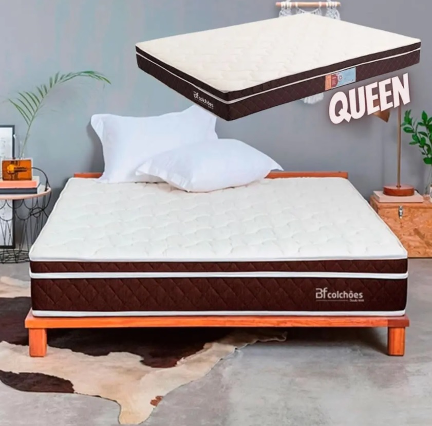 Colchão Queen Pillow Top Mola Ensacada E Espuma Selada Confort 158x198x21cm – BF Colchões