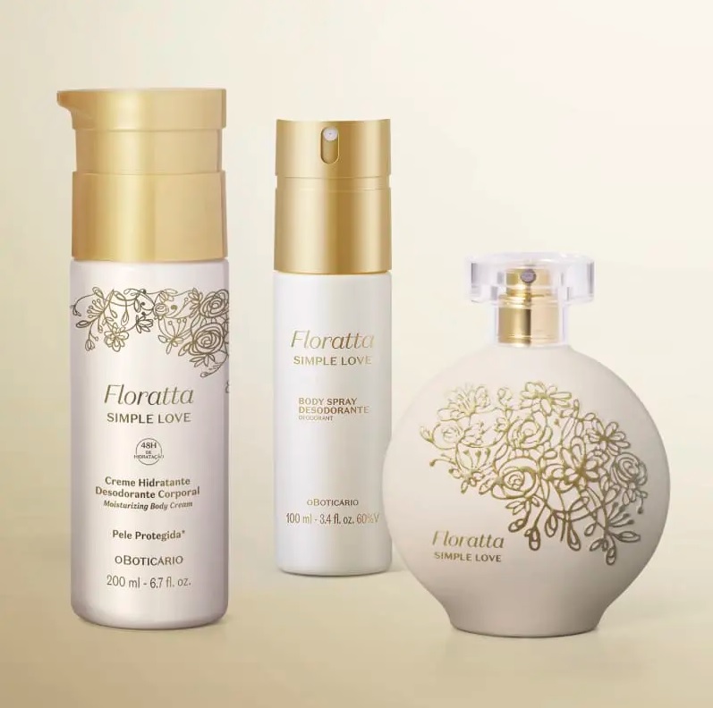 Combo Floratta Simple Love: Desodorante Colônia 75ml + Body Spray 100ml + Loção Hidratante Desodorante 200ml