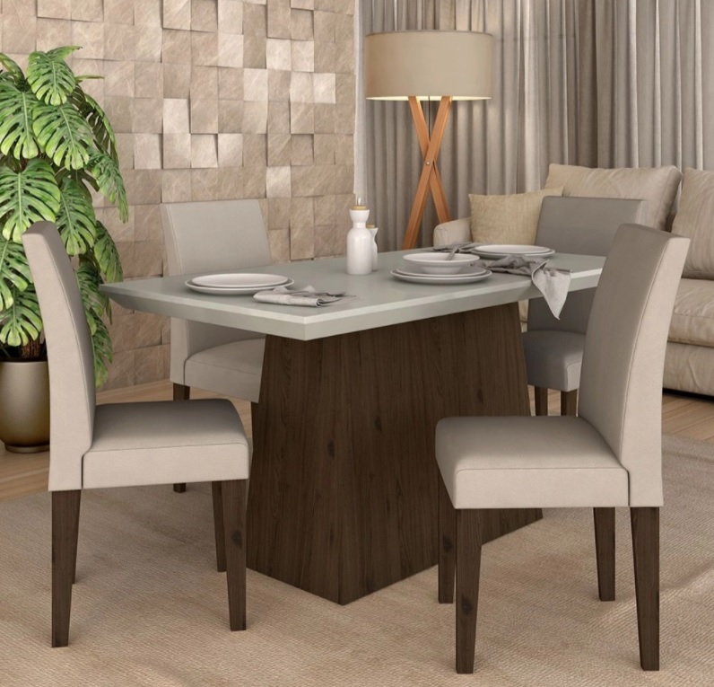 Conjunto Sala De Jantar 4 Cadeiras Italia Imbuia- Móveis Arapongas