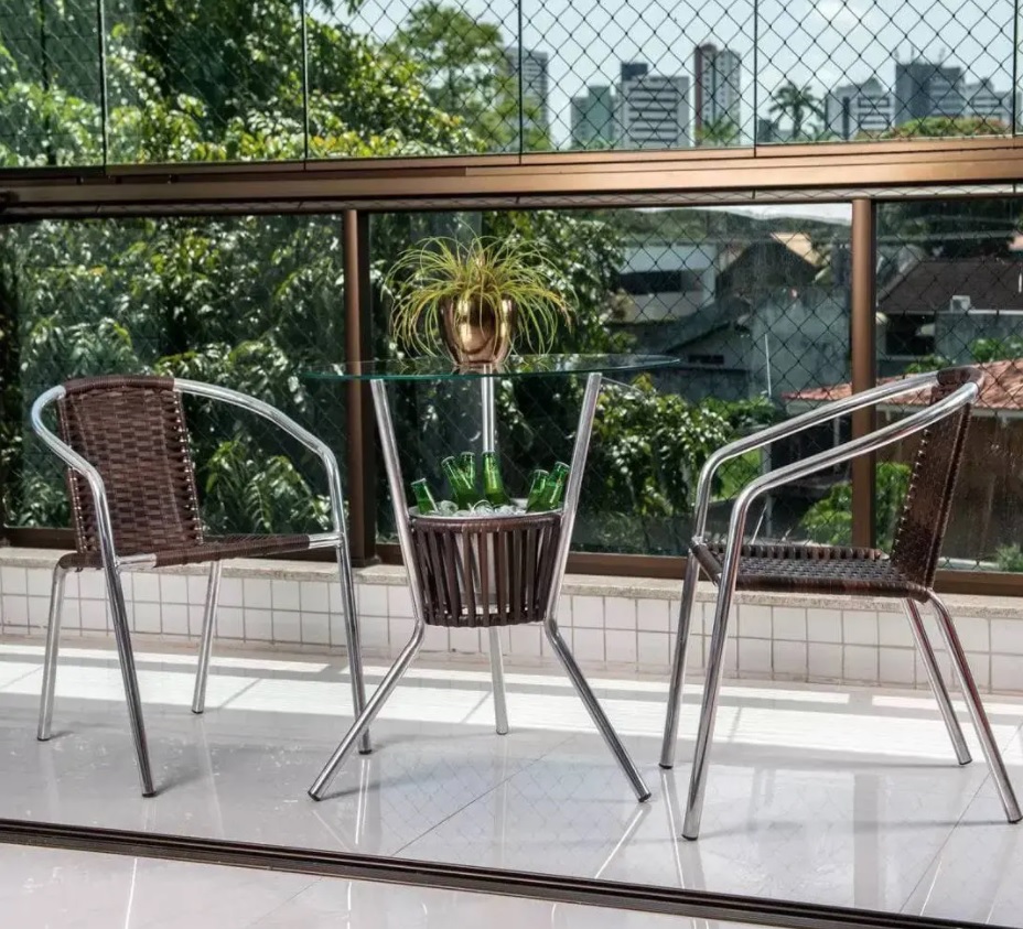 Conjunto de Mesa para Área Externa de Alumínio – com 2 Cadeiras Ios Móveis CJMB410992