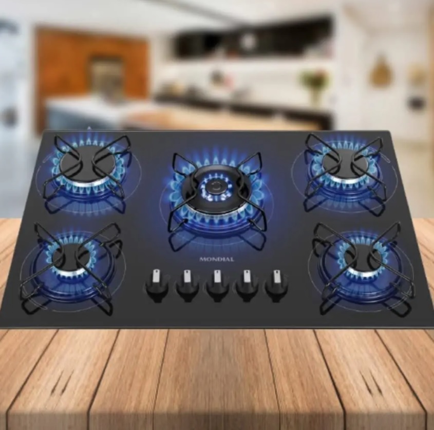 Cooktop 5 Bocas Mondial a Gás GLP Preto – CTG-02