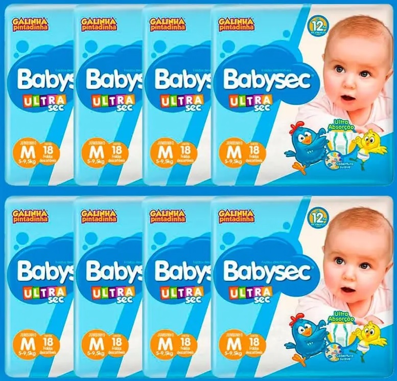 Fraldas Babysec UltraSec Galinha Pintadinha Jumbinho M – 144 Unidades