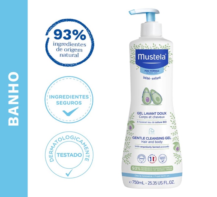 Gel Lavante Suave com Abacate Orgânico Mustela 750ml