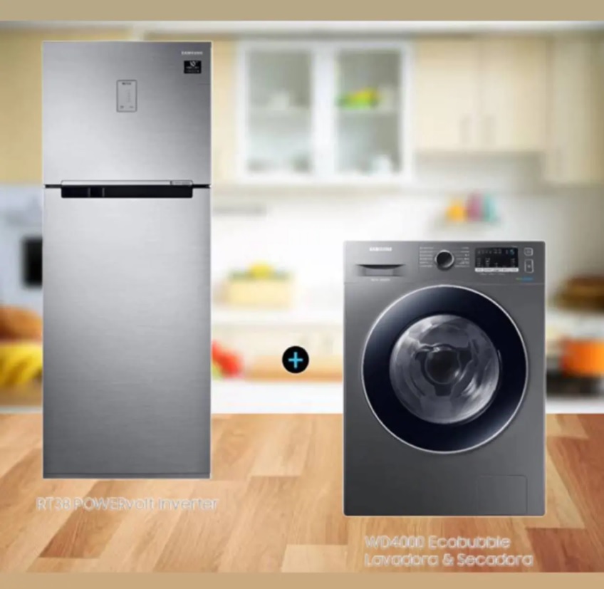 Geladeira Evolution RT38 Inverter Duplex 385L Bivolt + Lava e Seca Ecobubble 11.7kg 110V