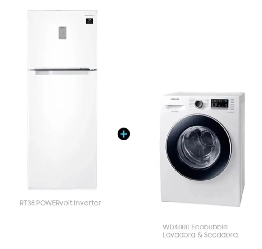 Geladeira Evolution RT38 Inverter Duplex 385L (Bivolt) + Lava e Seca Ecobubble 11.7kg (110V)