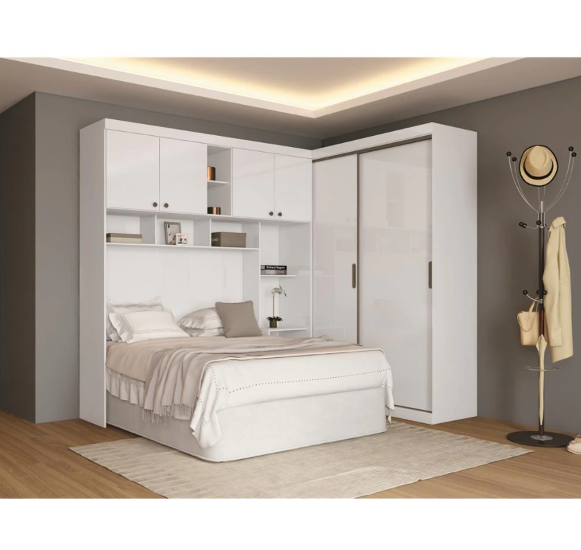 Guarda-roupa Casal de Canto 6 Portas 5 Gavetas Santos Andirá Compacto Paris