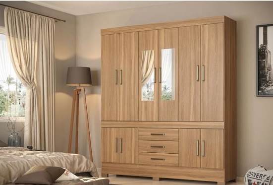 Guarda-roupa Casal com Espelho 10 Portas – 3 Gavetas Demobile Nantes