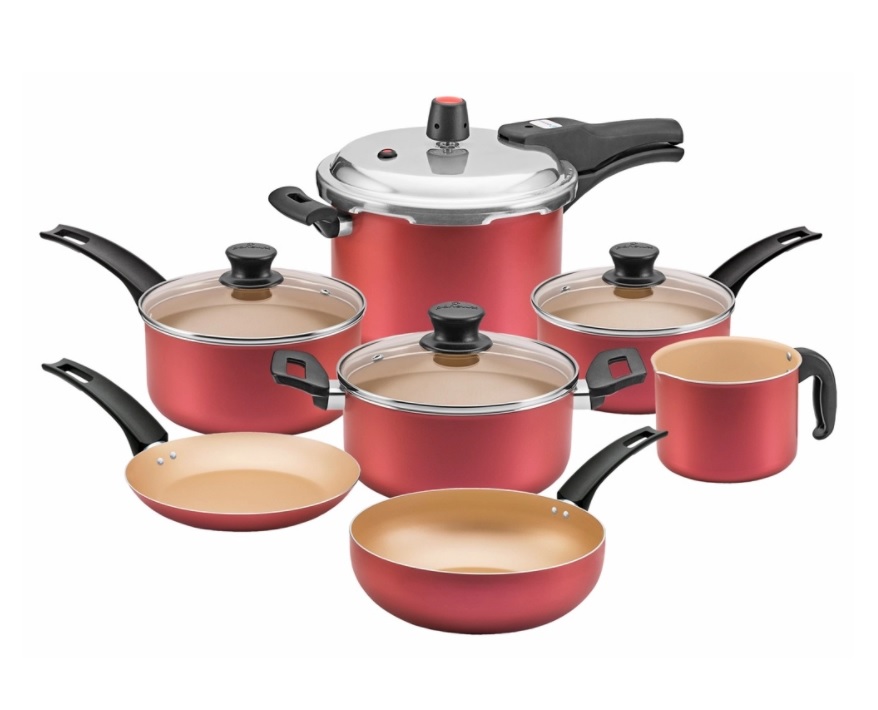 Jogo Panelas Com Pressão 4,5l Panelux Magnific 7 Pçs Vermelho