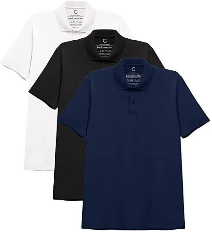 Kit 3 Camisa Polo Lisa, basicamente., Masculino