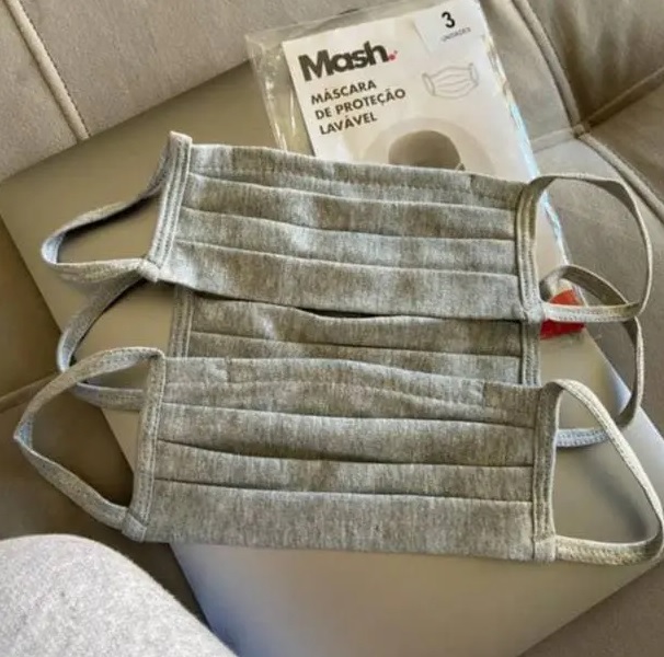 Kit 3 Máscaras 3 Pregas Algodão, Mash, Unissex