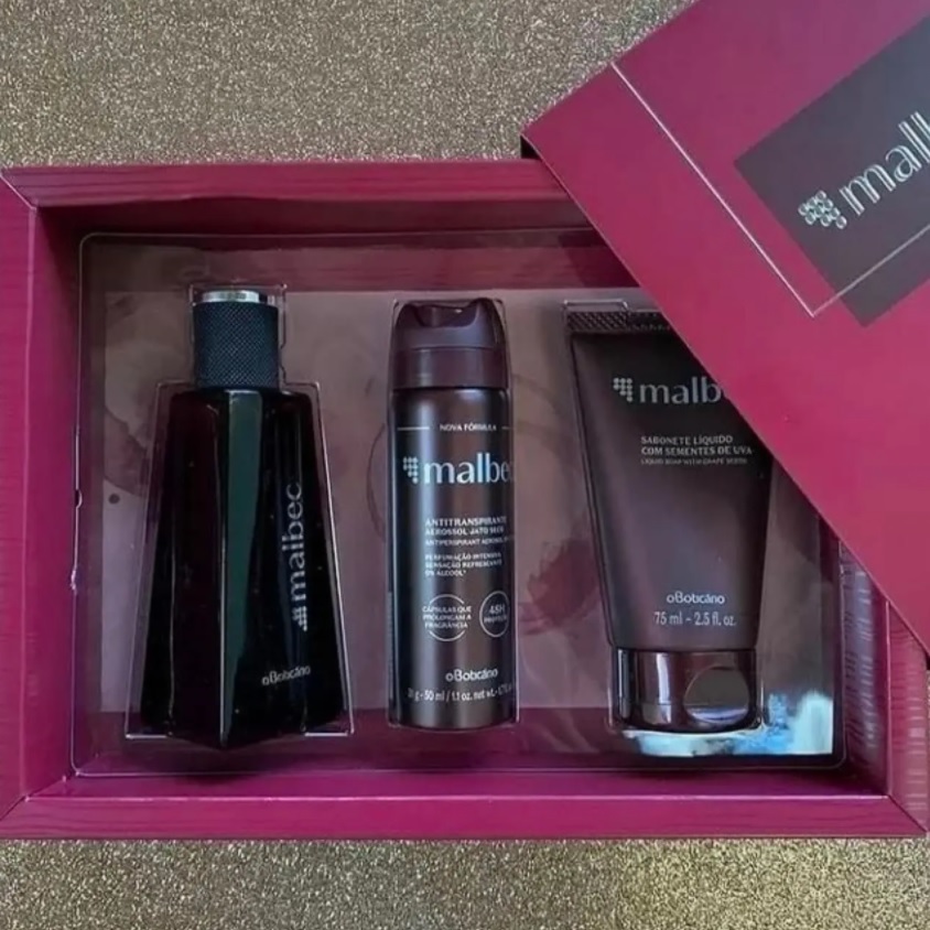 Kit Malbec Desodorante Colônia 50ml + Desodorante Antitranspirante Aerossol 31g + Sabonete Líquido Corporal 75ml