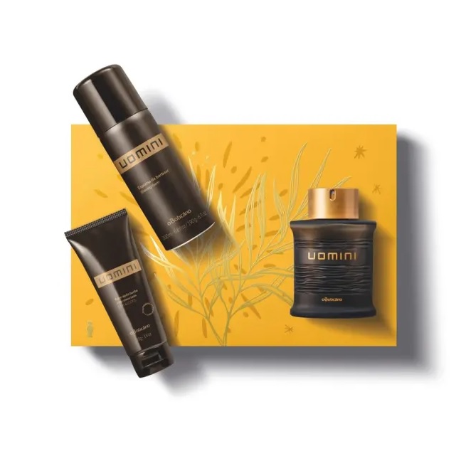 Kit Presente Uomini: Desodorante Colônia 100ml + Espuma de Barbear 200ml + Balm Pós-Barba 110g