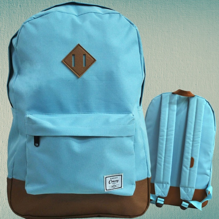 Mochila casual, Poliester, Unissex, Azul claro