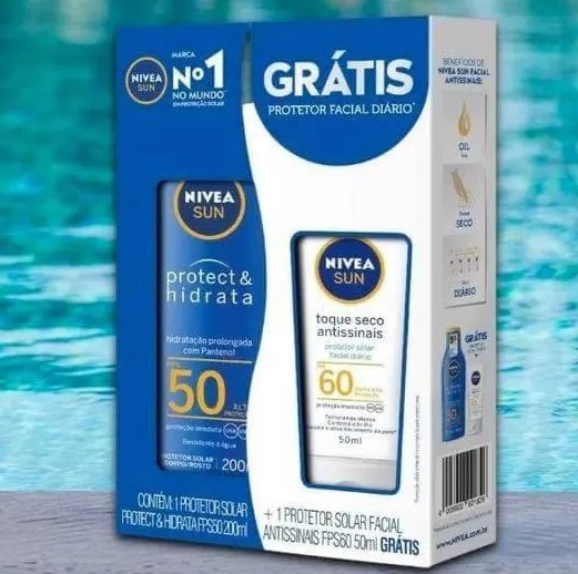 NIVEA SUN Kit Protetor Solar Protect & Hidrata FPS50 200ml + NIVEA SUN Facial FPS60 50gr, Nivea