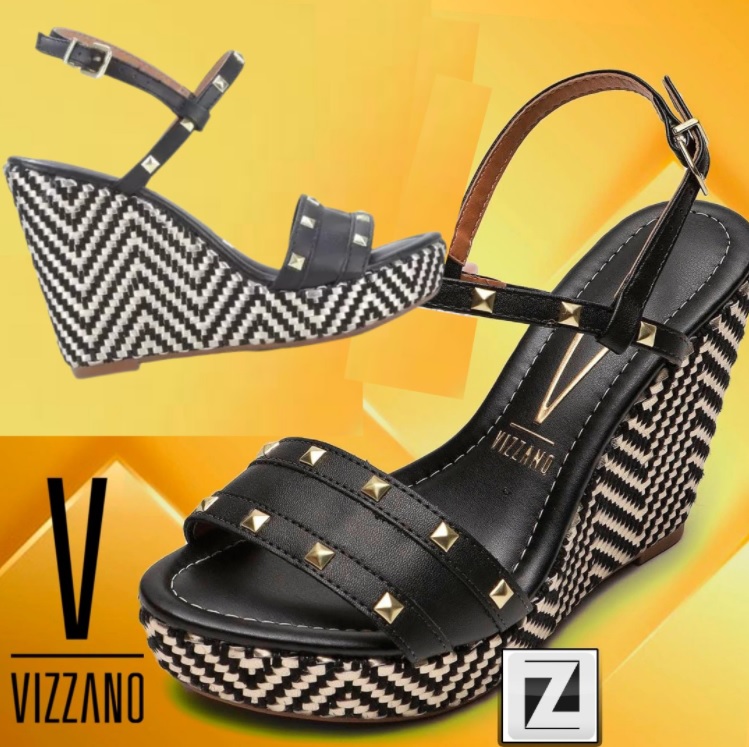 Sandália Anabela Vizzano Tramada Com Spikes Feminina