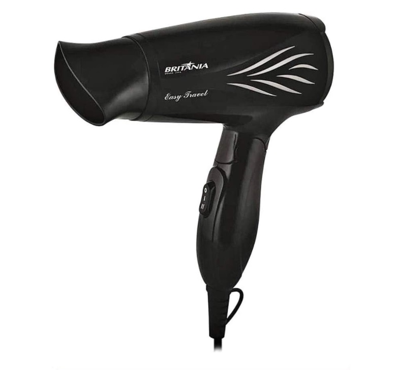 Secador de cabelo, Easy travel, 800w, Preto, Bivolt, Britânia