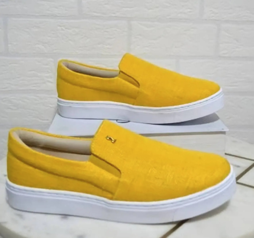 Tênis Santa Lolla Slip On Linho Feminino Amarelo