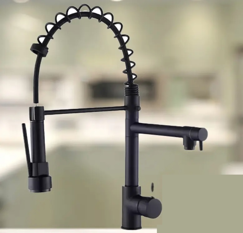 Torneira para Cozinha Gourmet de Mesa Dupla Saída – Monocomando Preta Nell YL-03