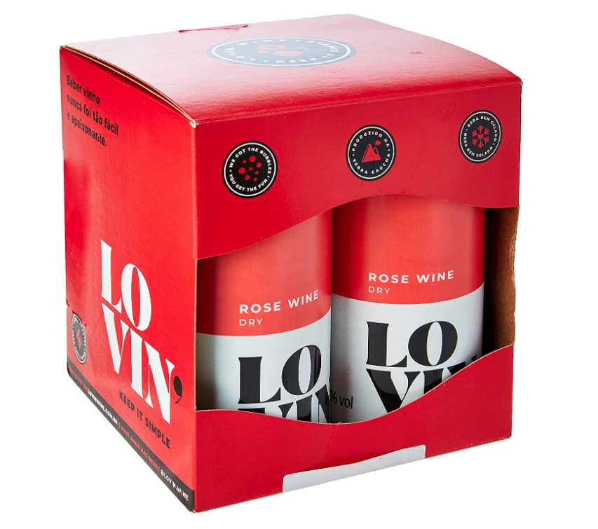 Vinho Rosé Dry em Lata Lovin’ Wine, 269 ml (4 unidades) Lovin Merlot