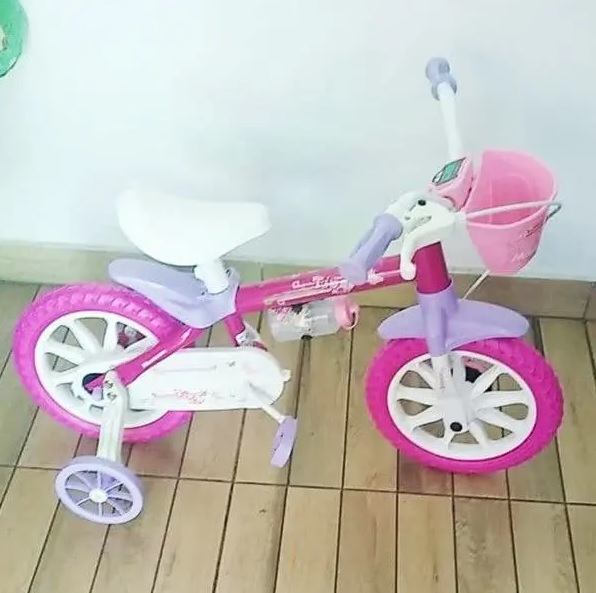 Bicicleta Infantil Aro 12 Houston Tina Mini TM12J com Rodinhas, Cestinha e  Squeeze - WT Promoções