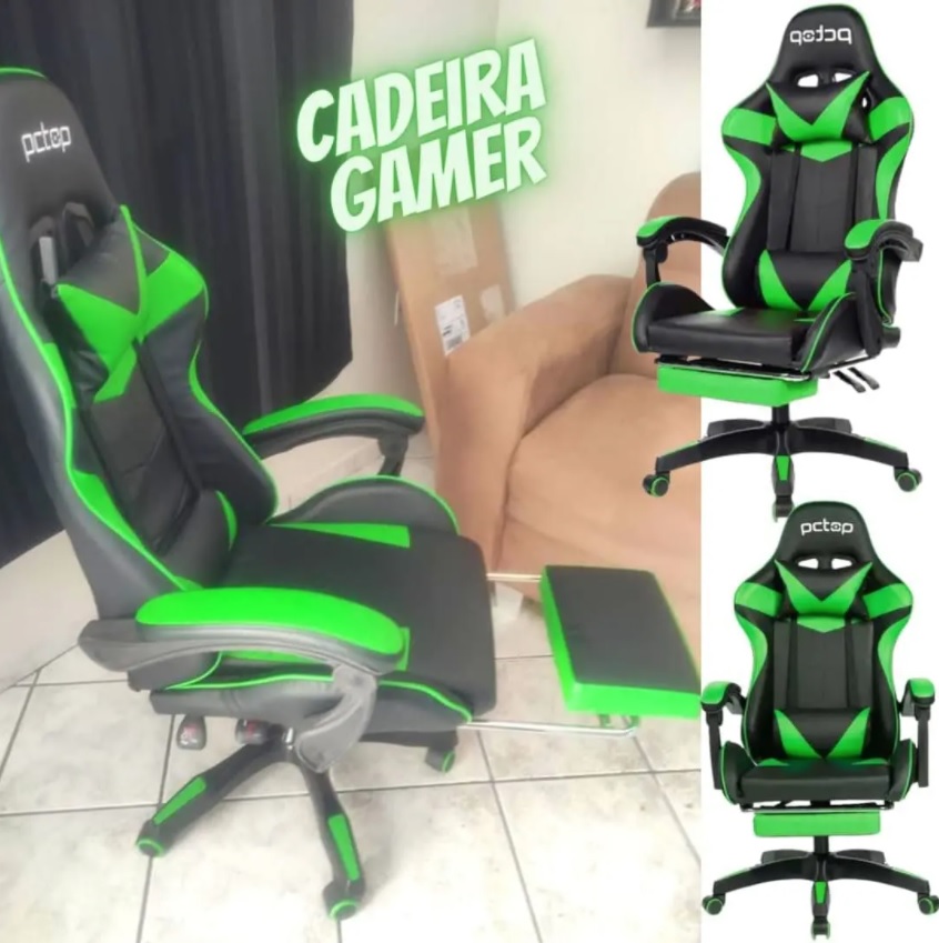 Cadeira Gamer PCTop Verde Racer 1006