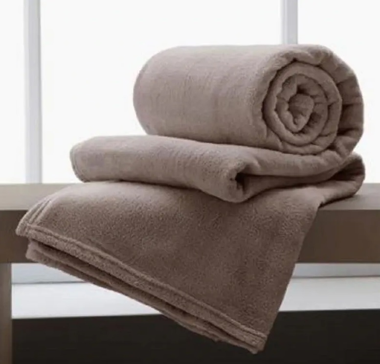 Cobertor Manta Casal Padrão Marrom Anti Alérgico Bege