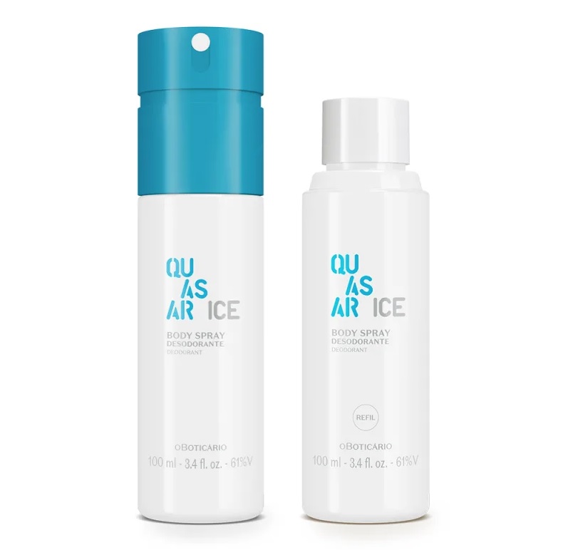 Combo Quasar Ice: Body Spray 100ml + Refil Body Spray 100ml