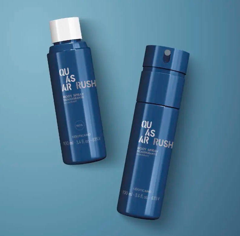 Combo Quasar Rush: Body Spray 100ml + Refil 100ml