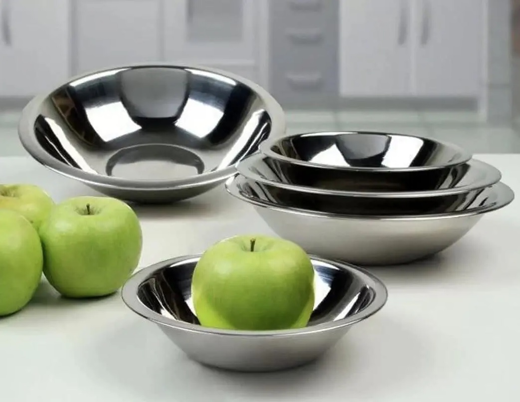 Conjunto com 5 Tigelas Rasas Inox, IN0051, Euro Home
