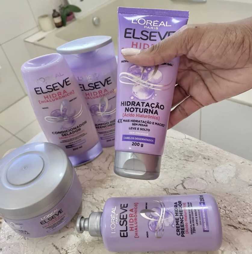Elséve Hidra Hialurônico Kit – Shampoo + Condicionador + Creme de Pentear + Máscara + Creme Noturno – Elseve