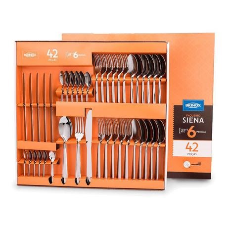 Faqueiro Siena, 42 Peças, Aço Inox, Brinox
