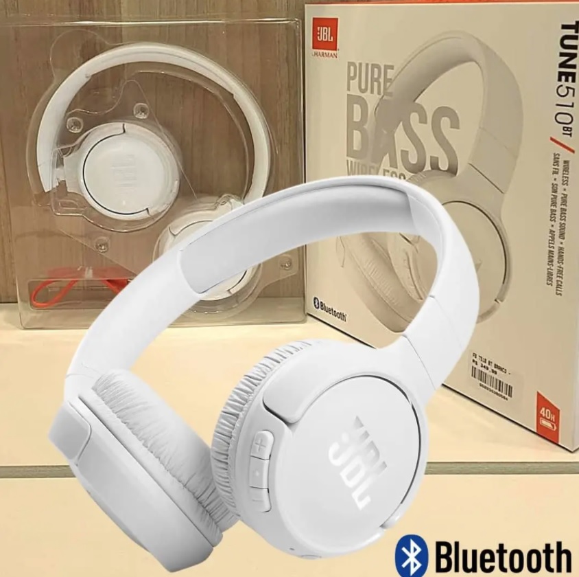 Fone de Ouvido Bluetooth JBL Tune 510BT Pure Bass Branco – JBLT510BTWHT