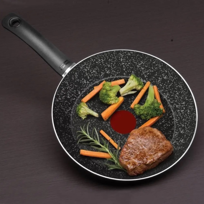 Frigideira Francesa Rochedo Stone Pro 28 cm, Efeito Pedra – Preto e Cinza