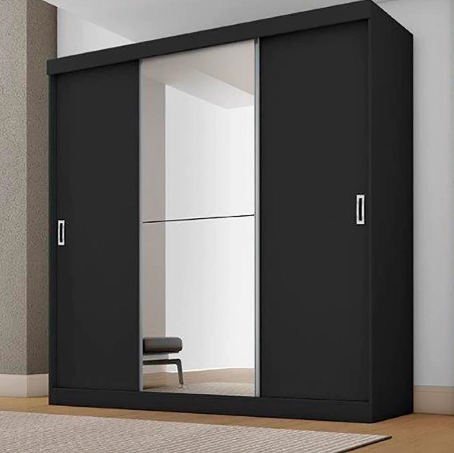 Guarda-Roupa Fama Flórida Plus com 3 Portas de Correr, 4 Gavetas e Espelho