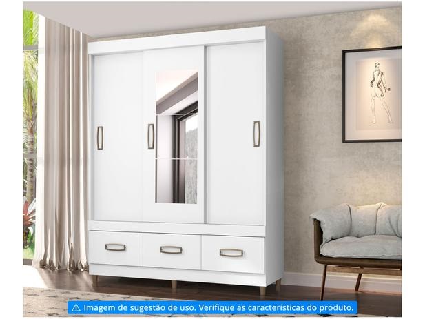 Guarda-roupa Casal com Espelho 3 Portas – de Correr 3 Gavetas Araplac E20033