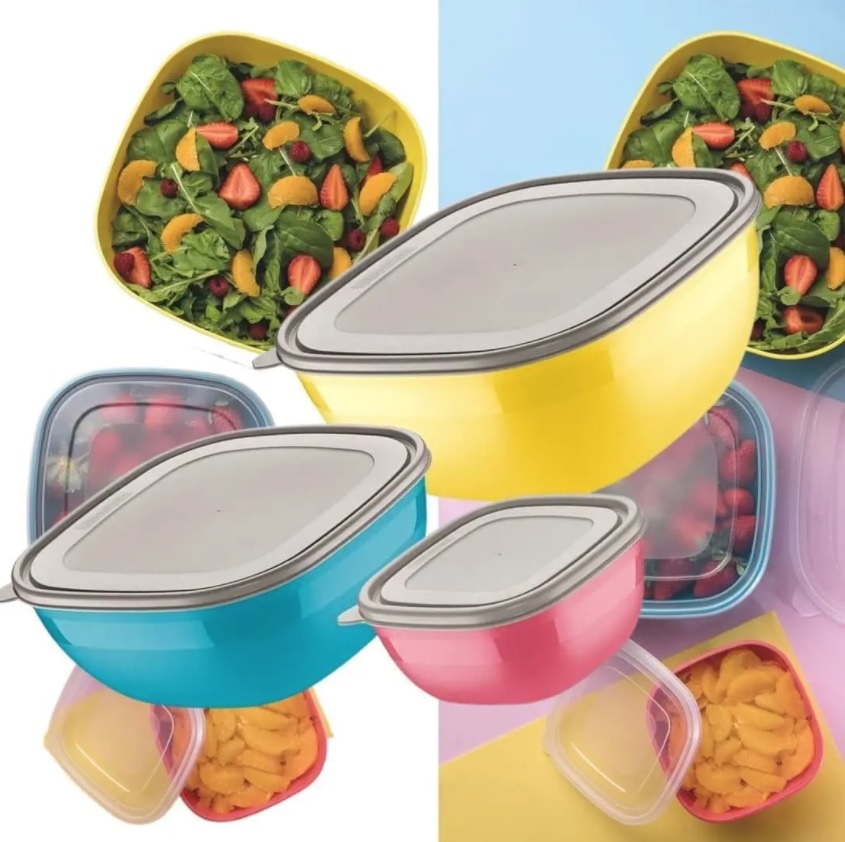 Jogo de Potes 3 Peças Tramontina Mixcolor Colorido Polipropileno